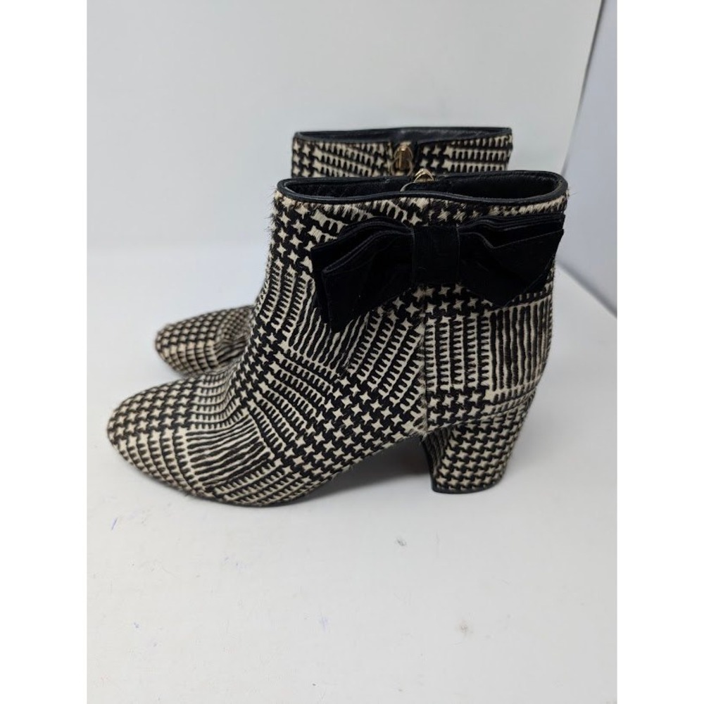 Kate Spade New‎ York Holly Houndstooth Bow Ankle Boots Women's 8 Block Heel